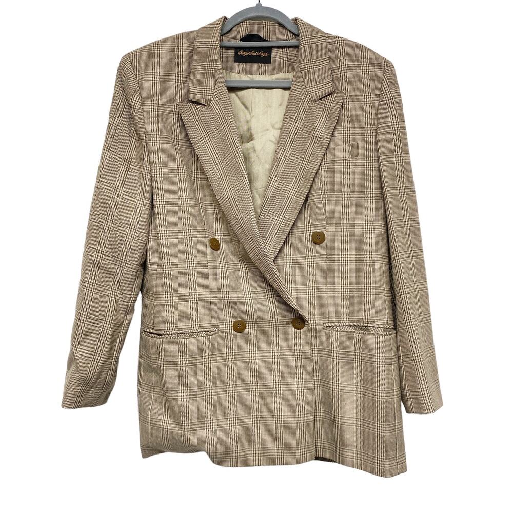 Vintage Giorgio Saint Angelo Womens Size 12 Houndstooth Plaid Wool Blazer